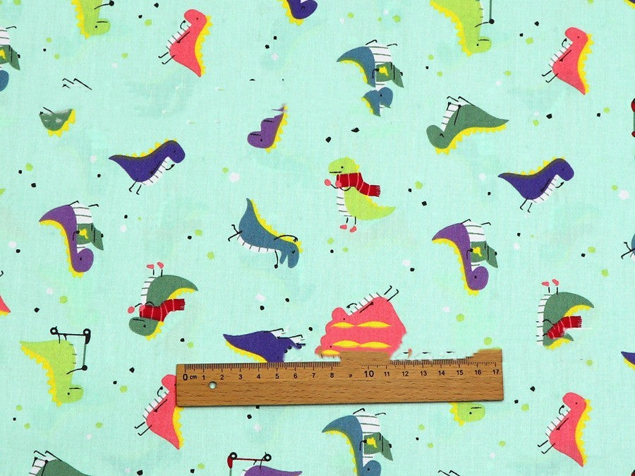 KTX-912531 Dinosaur Pattern Cotton Fabric Set – 100% Natural, Four-Piece Collection