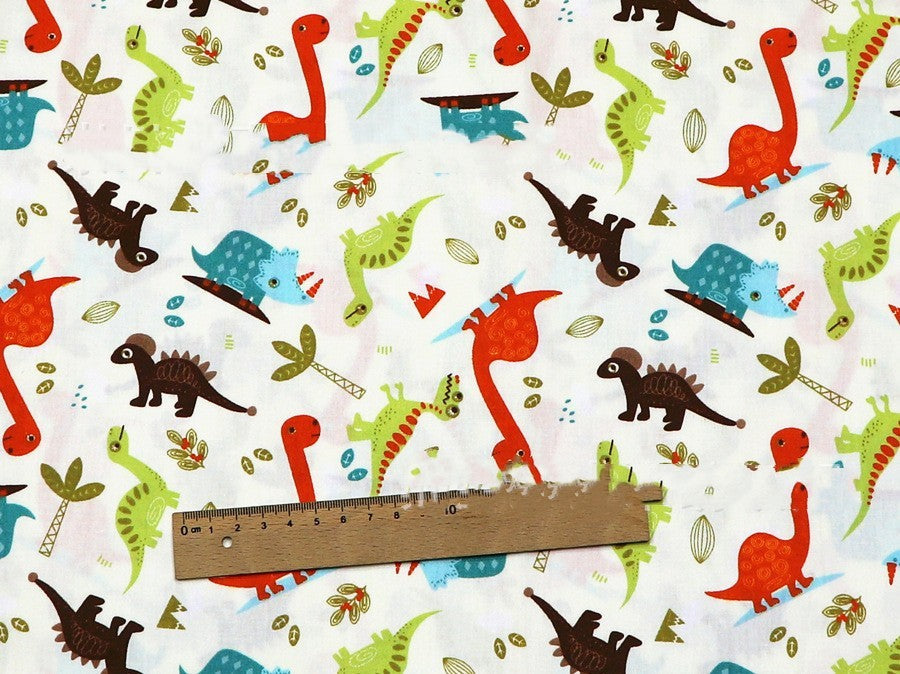 KTX-912531 Dinosaur Pattern Cotton Fabric Set – 100% Natural, Four-Piece Collection