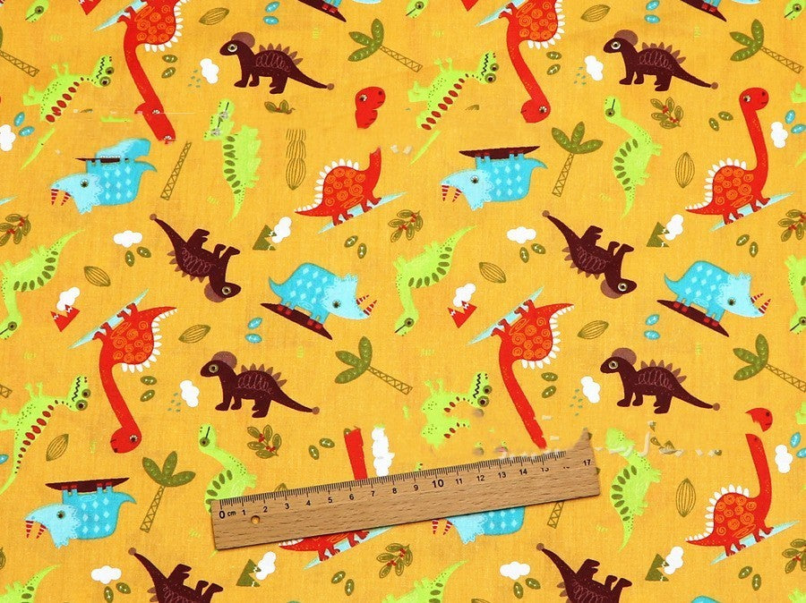 KTX-912531 Dinosaur Pattern Cotton Fabric Set – 100% Natural, Four-Piece Collection