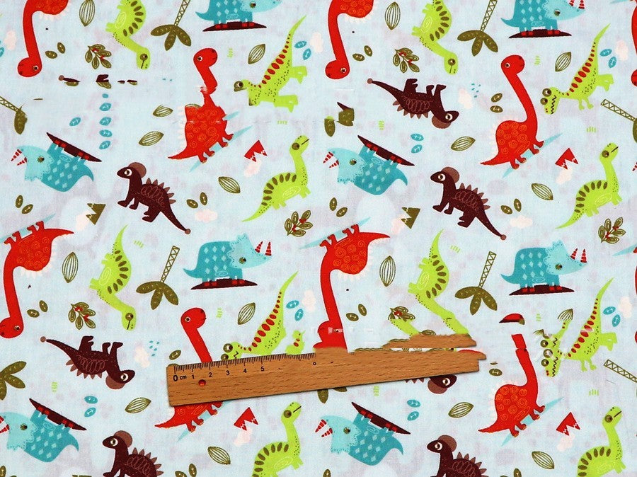 KTX-912531 Dinosaur Pattern Cotton Fabric Set – 100% Natural, Four-Piece Collection