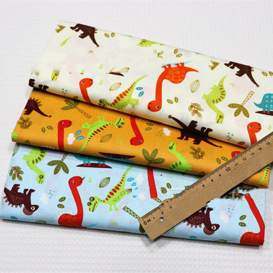 KTX-912531 Dinosaur Pattern Cotton Fabric Set – 100% Natural, Four-Piece Collection