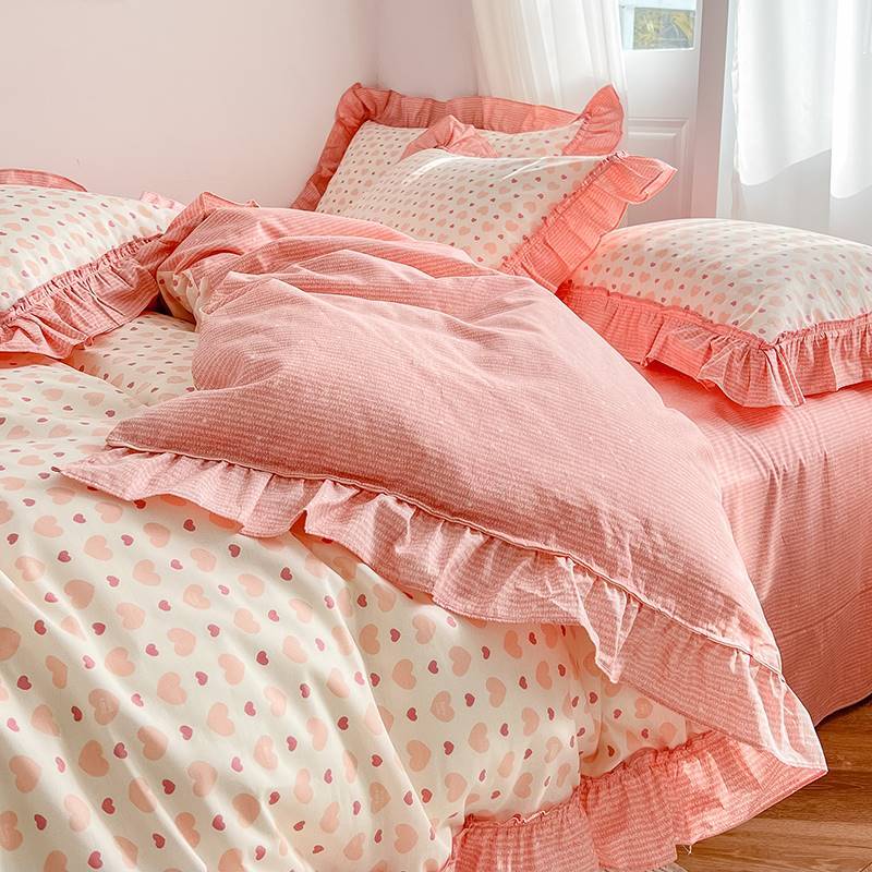 KTX-912659 Spring and Autumn Floral Cotton Bedding Set for 0.9m to 1.8m Beds