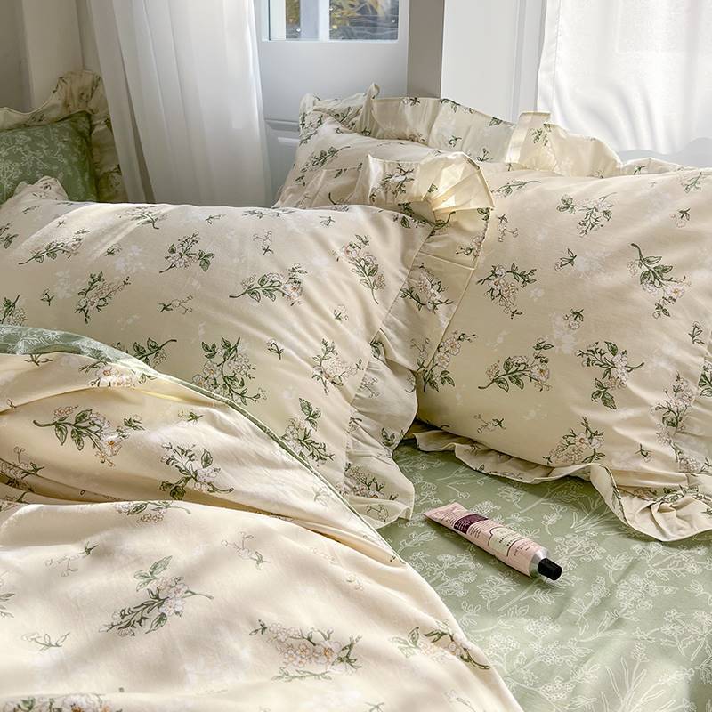 KTX-912659 Spring and Autumn Floral Cotton Bedding Set for 0.9m to 1.8m Beds