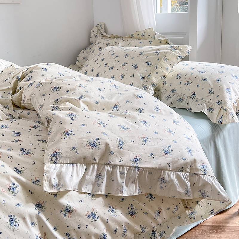 KTX-912659 Spring and Autumn Floral Cotton Bedding Set for 0.9m to 1.8m Beds