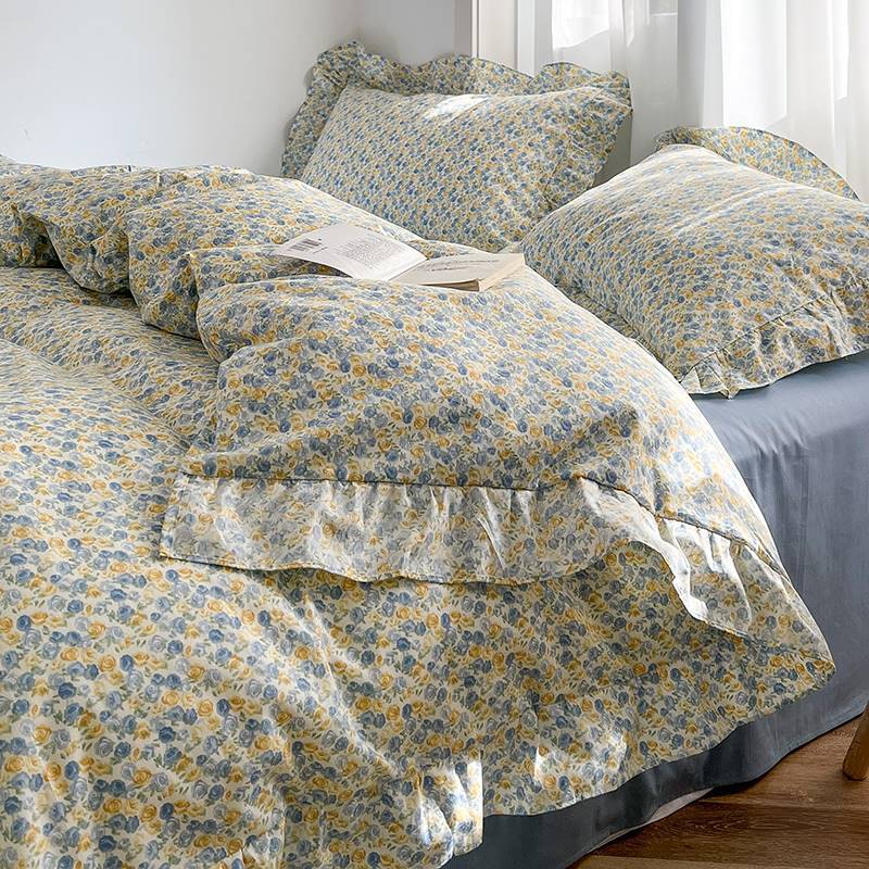 KTX-912659 Spring and Autumn Floral Cotton Bedding Set for 0.9m to 1.8m Beds