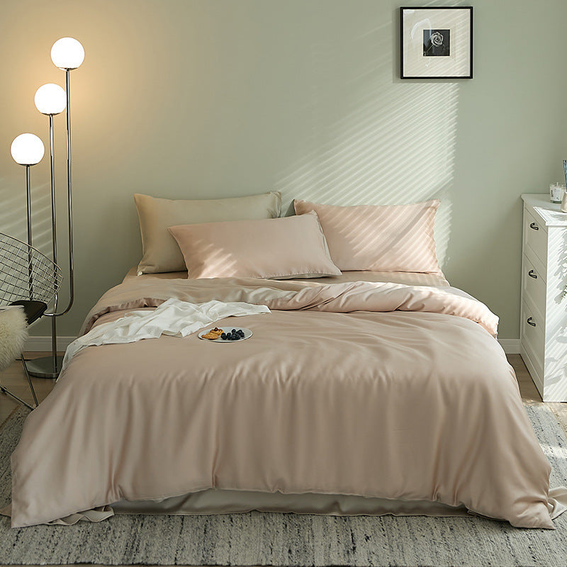 KTX-912851 Summer Light Luxury Tencel Four-Piece Bed Set - Soft Ice Silk Feel, 100% Lyocell Fiber