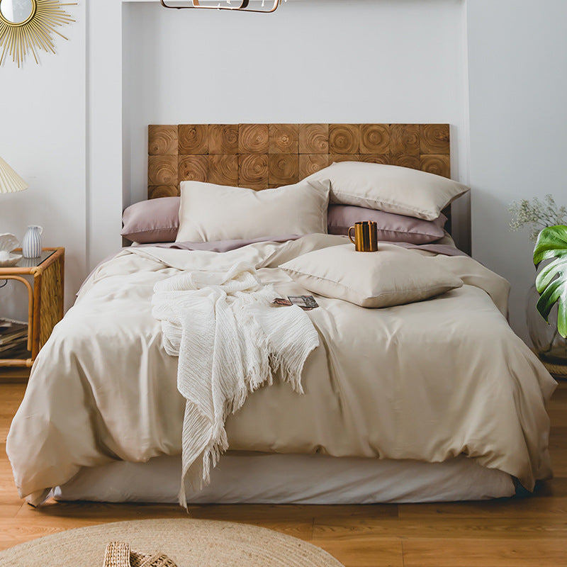 KTX-912851 Summer Light Luxury Tencel Four-Piece Bed Set - Soft Ice Silk Feel, 100% Lyocell Fiber