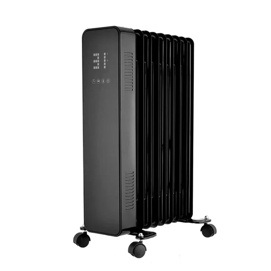 KTX-913619 1500W-2500W Electric Oil Filled Radiator Heater with Glass Panel, Overheat and Tip-Over Protection, Adjustable Thermostat