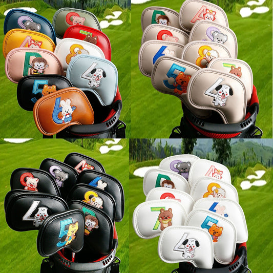 KTX-913683 Creative Minimalist Printed Golf Iron Covers - Set of 9 in Mixed Colors