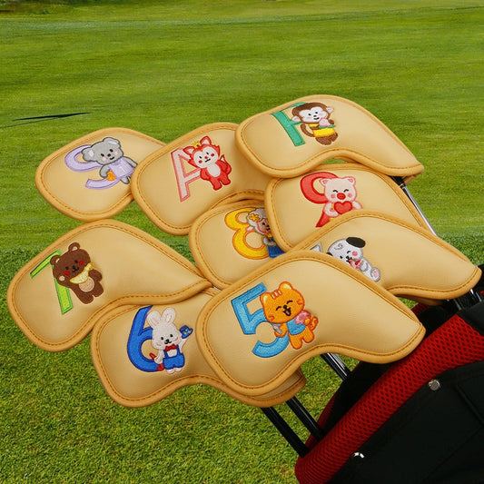 KTX-913683 Creative Minimalist Printed Golf Iron Covers - Set of 9 in Mixed Colors