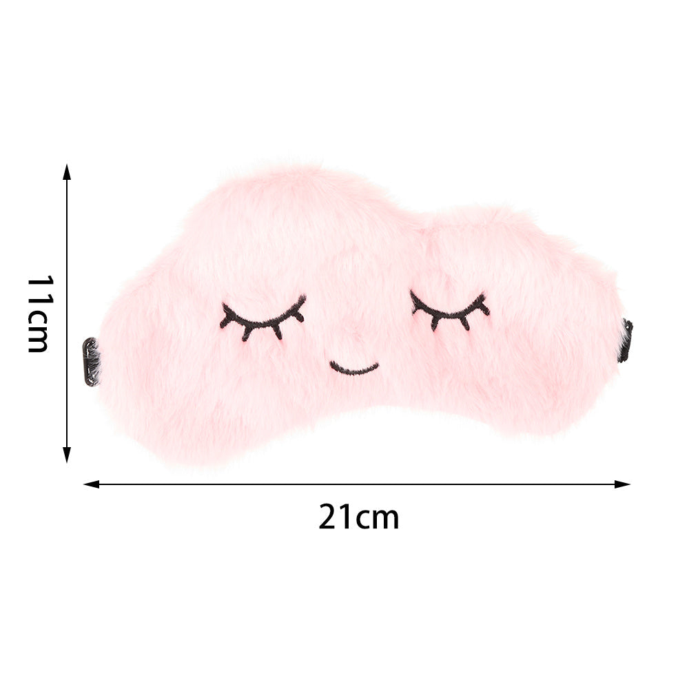 KTX-913683 Soft Plush Cartoon Blindfold in Cherry Blossom Pink, Sky Blue, and White Clouds