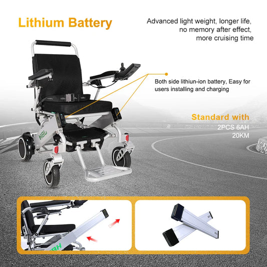 KTX-913875 Foldable Electric Wheelchair for Stairs with 20 km Range and 120 kg Capacity