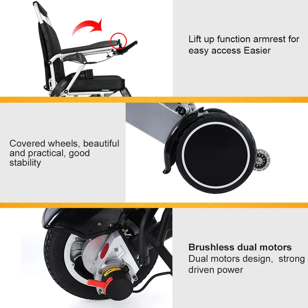 KTX-913875 Foldable Electric Wheelchair for Stairs with 20 km Range and 120 kg Capacity