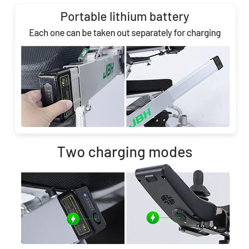 KTX-913875 Foldable Electric Wheelchair for Stairs with 20 km Range and 120 kg Capacity