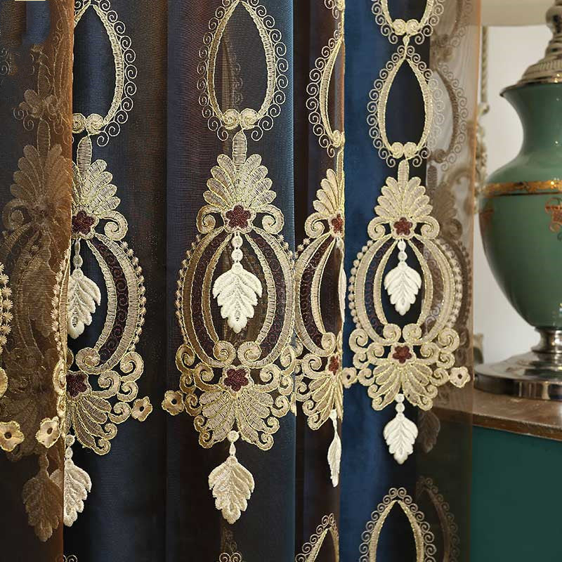 KTX-914707 Stylish Embossed Embroidered Window Screens for Living Room and Bedroom in Versatile Designs