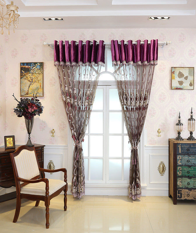 KTX-914707 Stylish Embossed Embroidered Window Screens for Living Room and Bedroom in Versatile Designs