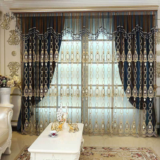 KTX-914707 Stylish Embossed Embroidered Window Screens for Living Room and Bedroom in Versatile Designs