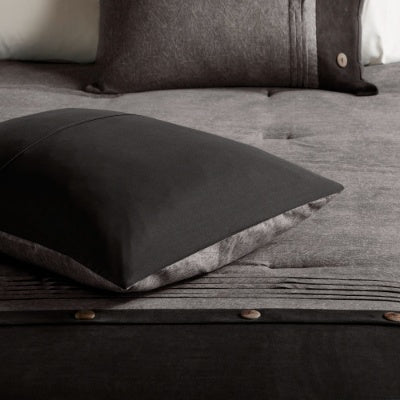 KTX-914835 Faux Suede 7-Piece Comforter Set in Grey, Tan, and Brown for King/Queen/California King Beds