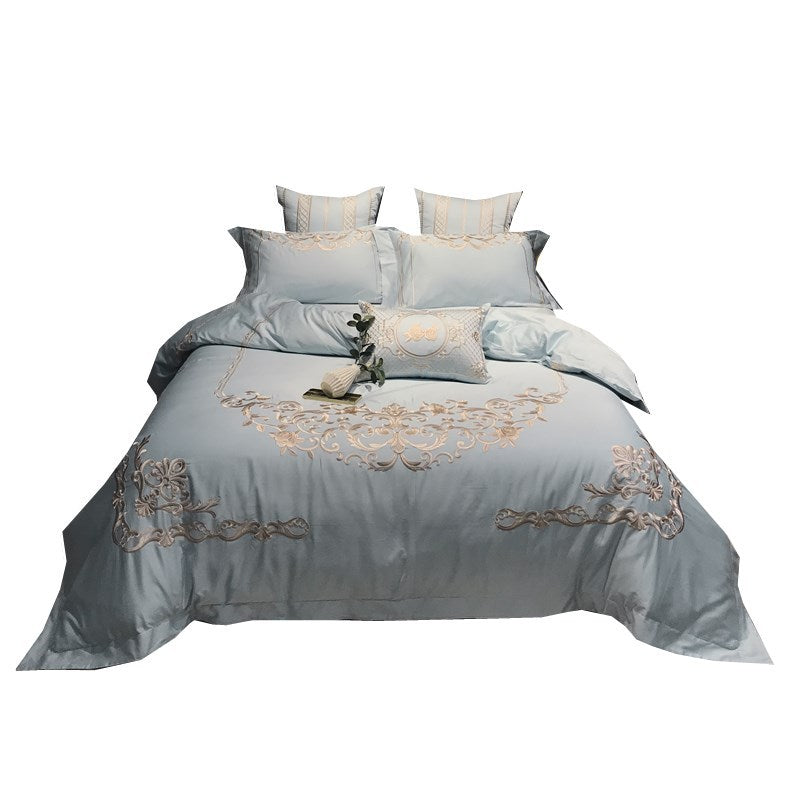 KTX-914835 Pure Cotton Four-Piece Bed Sheet Duvet Cover Set with Embroidery in Various Colors