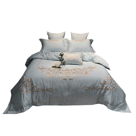KTX-914835 Pure Cotton Four-Piece Bed Sheet Duvet Cover Set with Embroidery in Various Colors