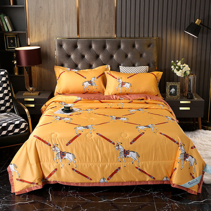 KTX-915155 Tiansi Summer Four-Piece Cooling Quilt Set - Machine Washable Tencel Bed Cover for Single and Double Beds