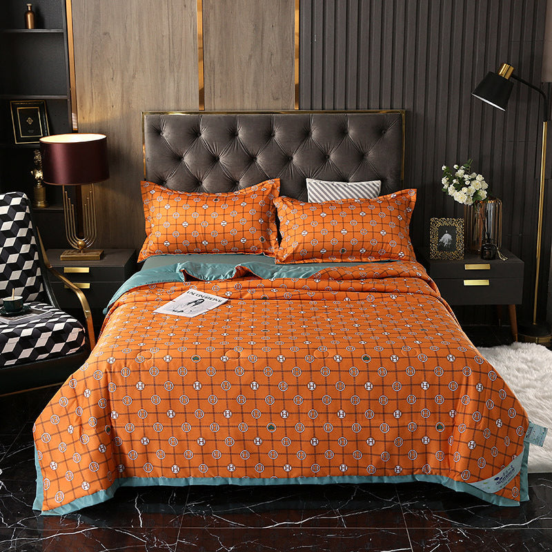 KTX-915155 Tiansi Summer Four-Piece Cooling Quilt Set - Machine Washable Tencel Bed Cover for Single and Double Beds