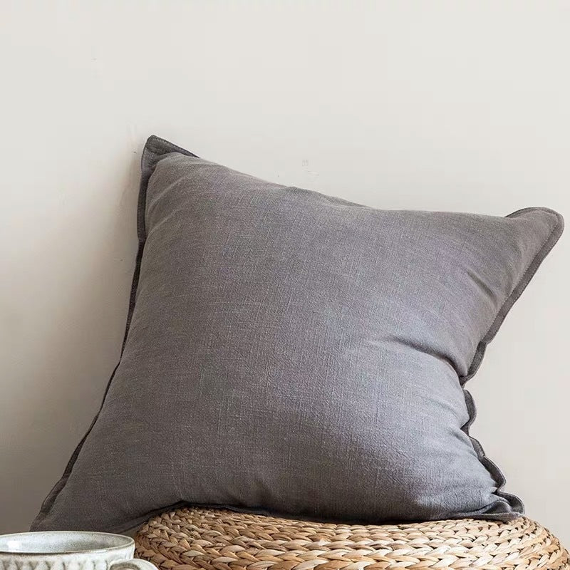 KTX-915987 Cotton and Linen Large Solid Color Living Room Cushion - 55x55cm and 45x45cm Options