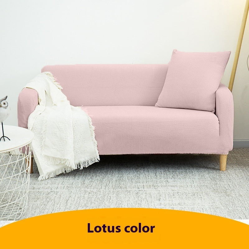 KTX-916051 Knitted Thickened Sofa Cover in Solid Colors for Single, Double, and Three-Seat Sofas