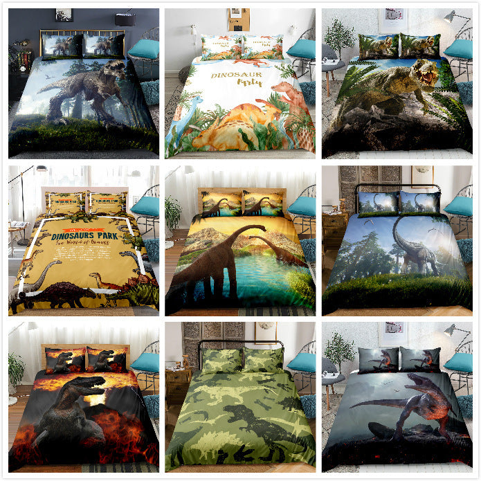 KTX-916307 Jurassic Dinosaur 3D Bedding Set – Kids Room Decor in Polyester