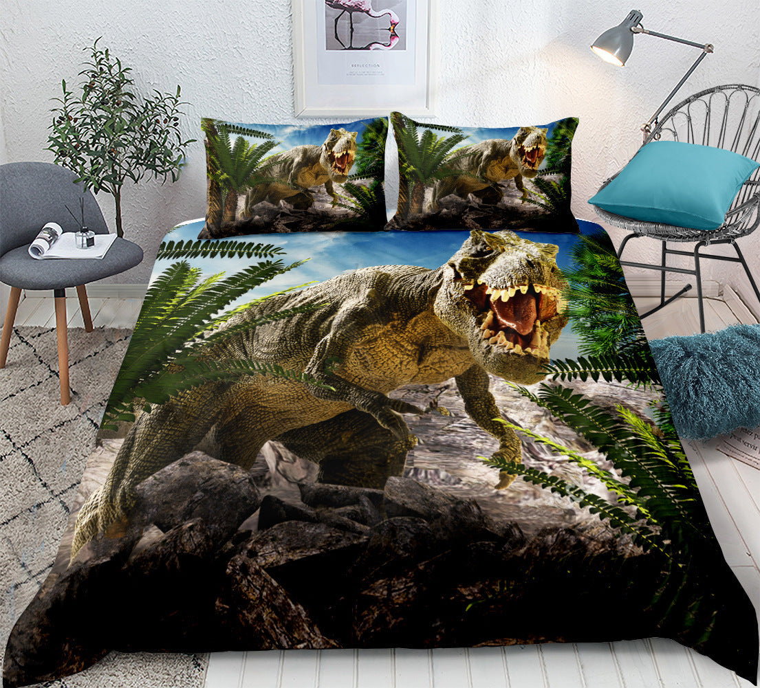 KTX-916307 Jurassic Dinosaur 3D Bedding Set – Kids Room Decor in Polyester