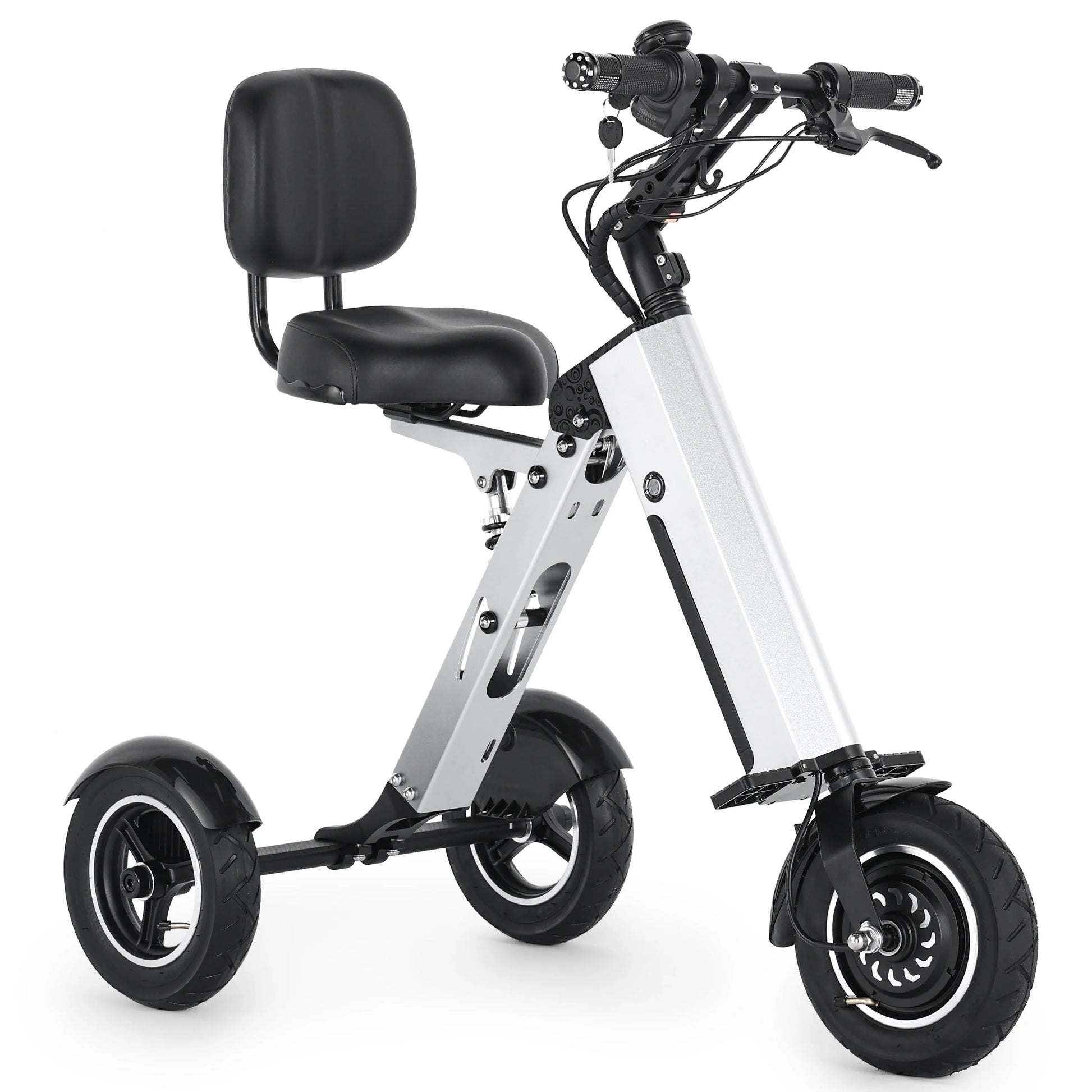KTX-916499 Folding Electric Tricycle Mobility Scooter with Backrest Seat for Adults, Lightweight and Removable Battery