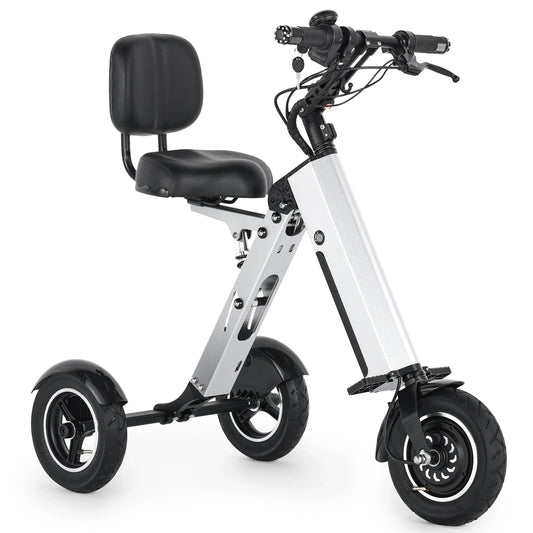 KTX-916499 Folding Electric Tricycle Mobility Scooter with Backrest Seat for Adults, Lightweight and Removable Battery