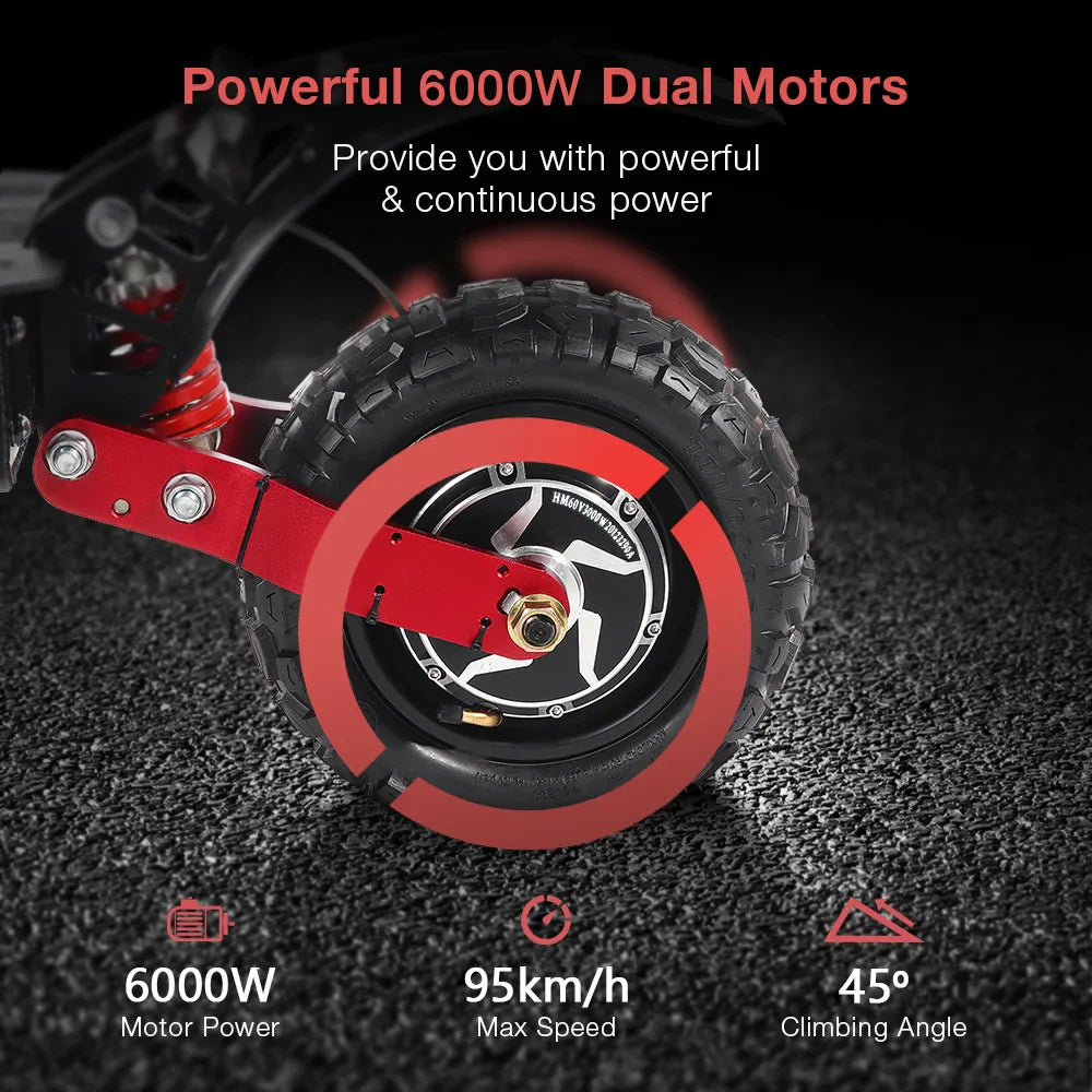 KTX-917331 Dual Motor Electric Scooter, 5600W, 60V/38Ah, Foldable, Max Speed 95km/h, 90-110km Range