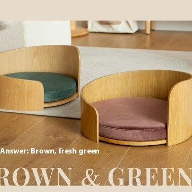 KTX-917587 Removable Solid Wood Cat Bed with Walnut Finish - Sizes 35x24cm & 50x24cm