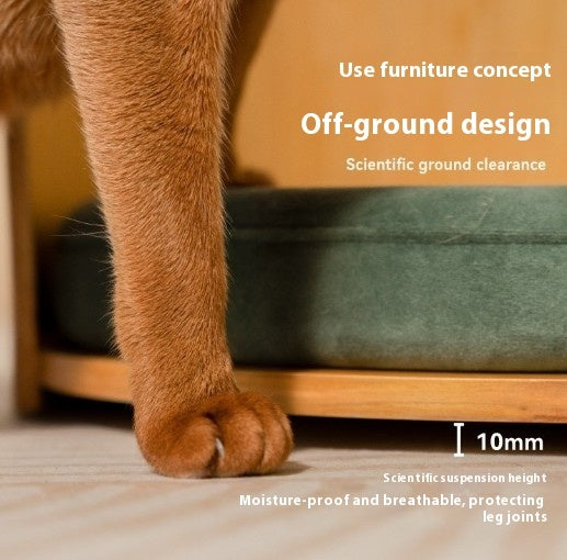 KTX-917587 Removable Solid Wood Cat Bed with Walnut Finish - Sizes 35x24cm & 50x24cm