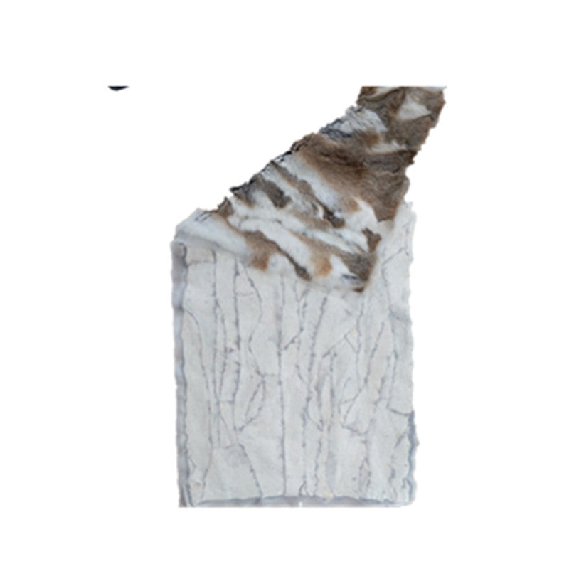 KTX-917779 Rex Rabbit Fur Patchwork Blanket for Mattress, Clothing, and Furniture - Rectangle, 50x100 cm