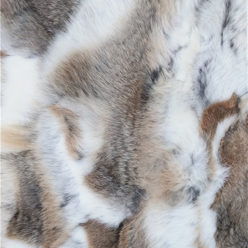 KTX-917779 Rex Rabbit Fur Patchwork Blanket for Mattress, Clothing, and Furniture - Rectangle, 50x100 cm
