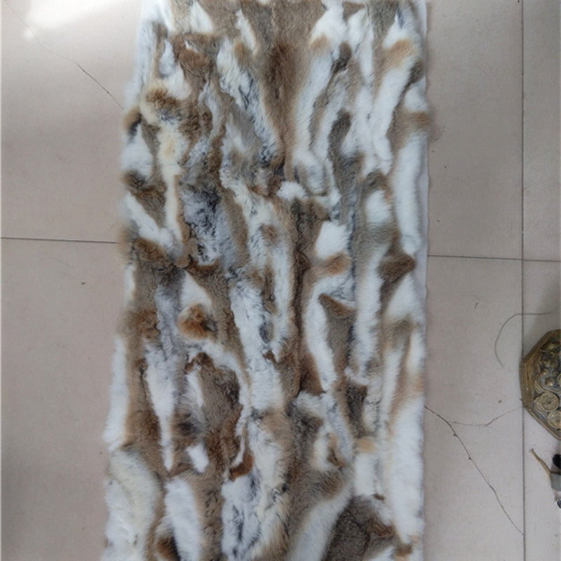 KTX-917779 Rex Rabbit Fur Patchwork Blanket for Mattress, Clothing, and Furniture - Rectangle, 50x100 cm