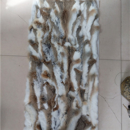 KTX-917779 Rex Rabbit Fur Patchwork Blanket for Mattress, Clothing, and Furniture - Rectangle, 50x100 cm