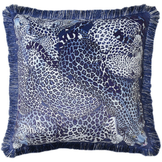 KTX-918355 Nordic Square Plush Cushion Pillowcase with Leopard Tassel Print for Living Room