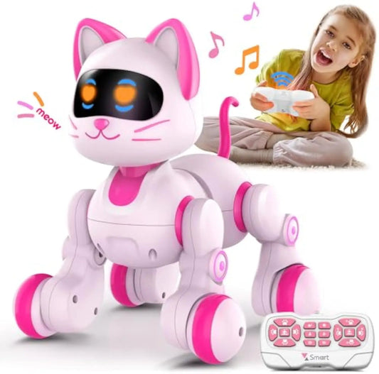Interactive Programmable Remote Control Robot Cat for Kids, Ages 2 and Up, Light & Sound Functionality