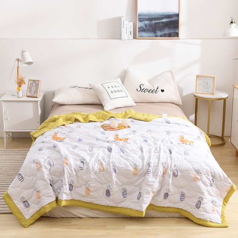 KTX-919763 Washed Cotton Summer Quilt - Lightweight, Breathable Polyester Blend for Air Conditioning Use