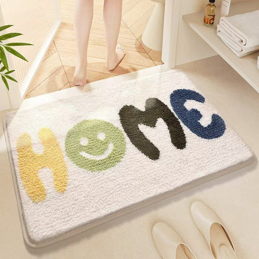 KTX-920019 Rainbow Sky Sea Pattern Cashmere Carpet Floor Mat with Plastic Bottom, Dirt-Resistant, Available in 40x60cm and 50x80cm