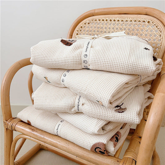 KTX-920083 Organic Cotton Cartoon Embroidery Baby Blanket - All-Season Soft Nap Cover, 110x140CM