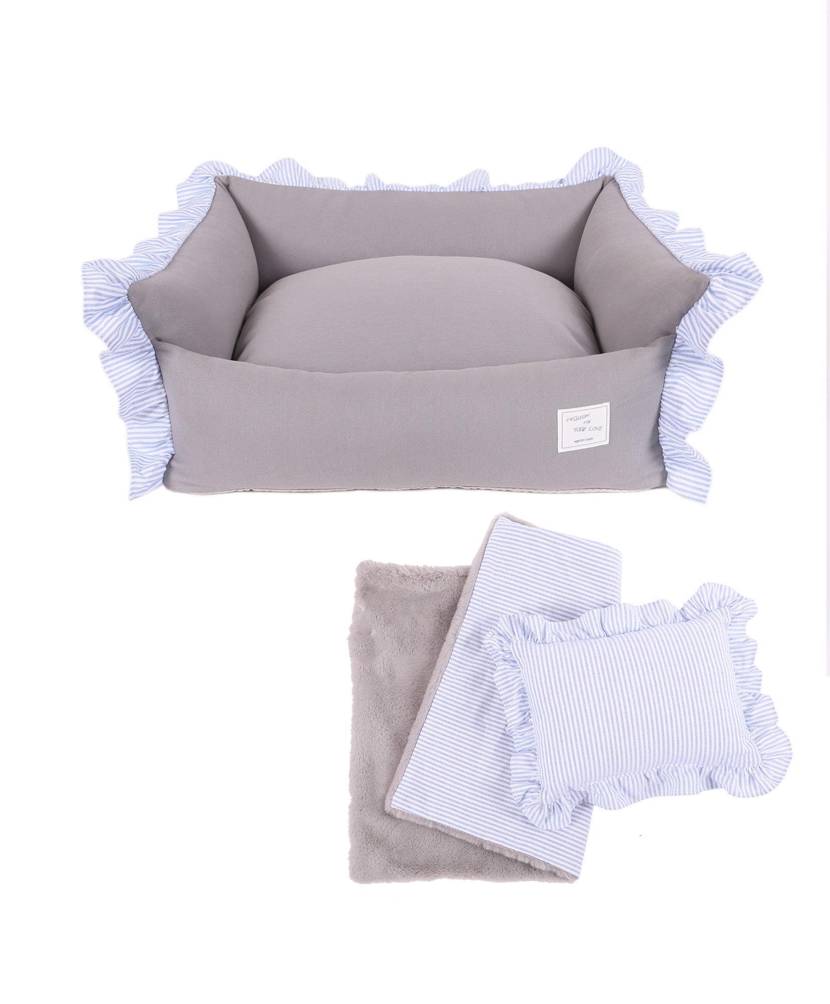 KTX-920595 Removable & Washable Cotton Pet Nest with Soft Cushion - Gray & Khaki Options