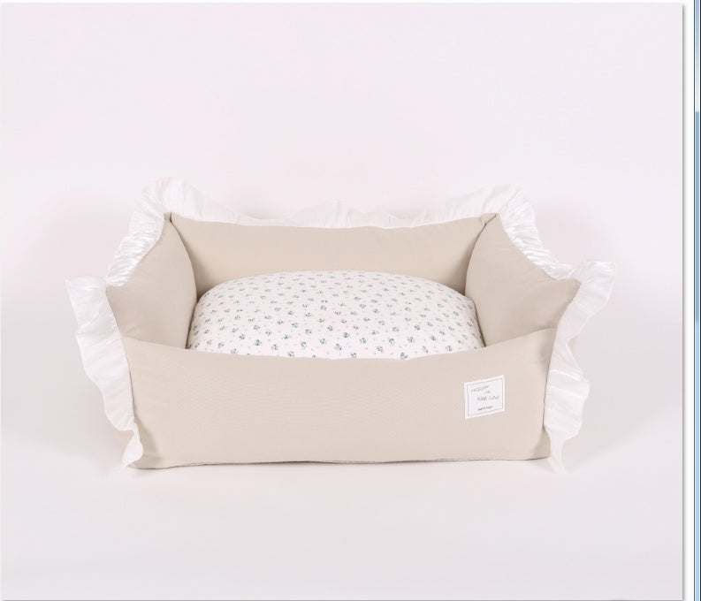 KTX-920595 Removable & Washable Cotton Pet Nest with Soft Cushion - Gray & Khaki Options