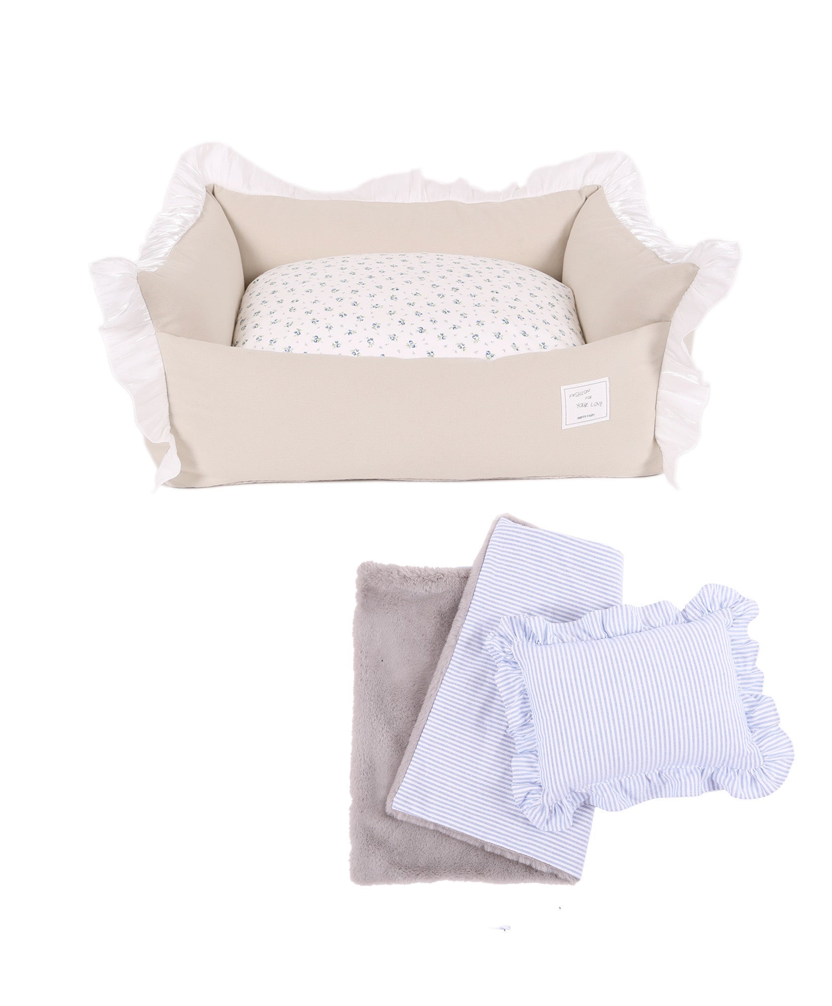 KTX-920595 Removable & Washable Cotton Pet Nest with Soft Cushion - Gray & Khaki Options