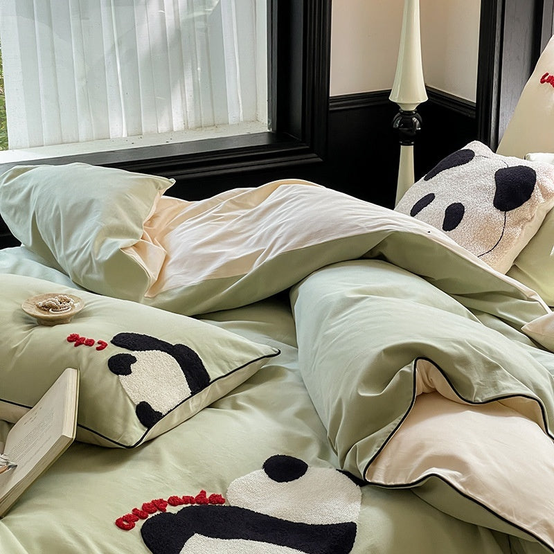 KTX-921747 Cartoon Cute Style Pure Cotton Sanding Duvet Cover and Bed Sheet Set