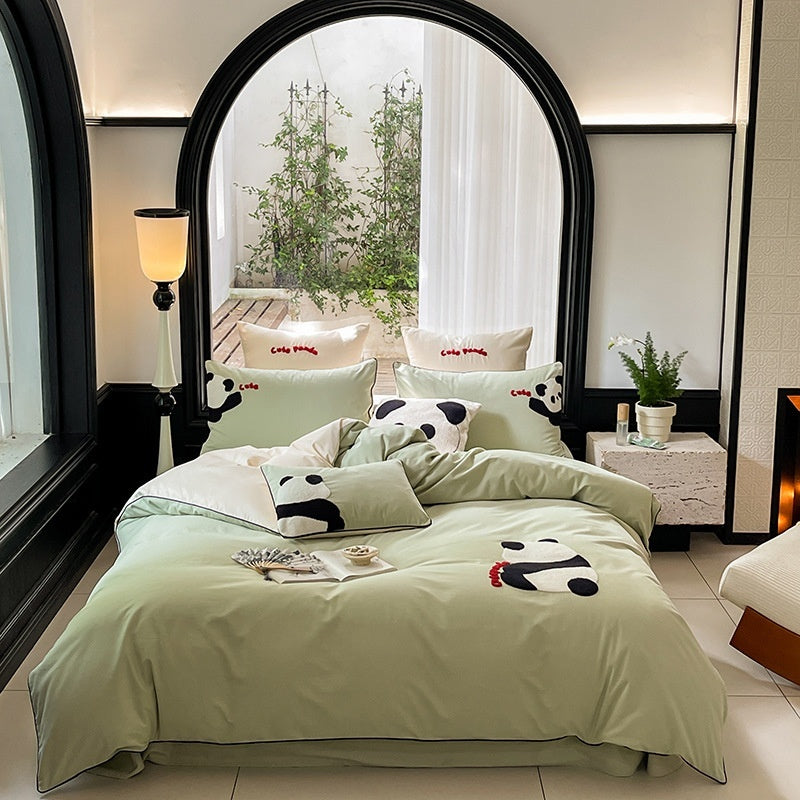 KTX-921747 Cartoon Cute Style Pure Cotton Sanding Duvet Cover and Bed Sheet Set