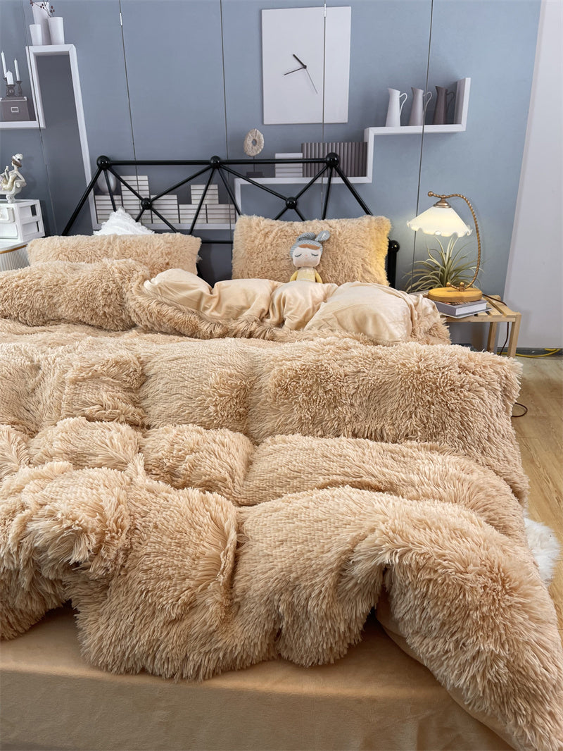 KTX-922067 Winter Mink Velvet Bed Set - Thermal Storage, 4-Piece Collection for Various Bed Sizes